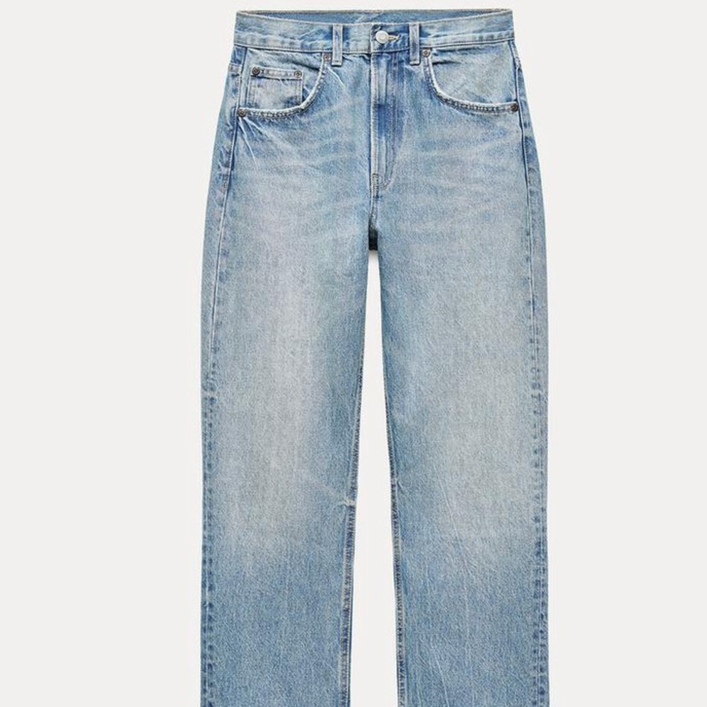 Zara Mid-Rise Straight Long Length Jeans
